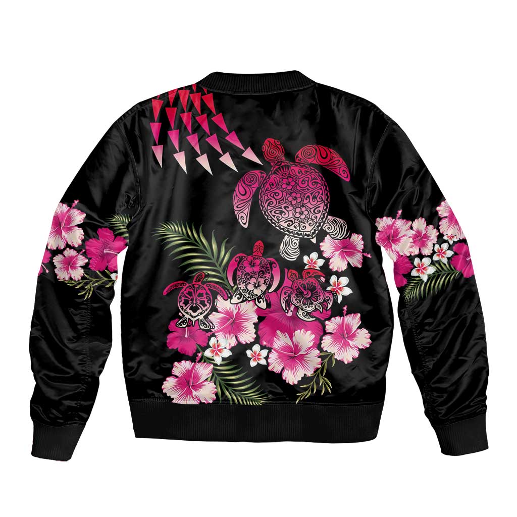 Hawaiian Hibiscus Turtle and Tropical Flower Bomber Jacket Sweet Vibe LT03 - Polynesian Pride