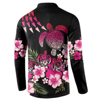 Hawaiian Hibiscus Turtle and Tropical Flower Button Sweatshirt Sweet Vibe