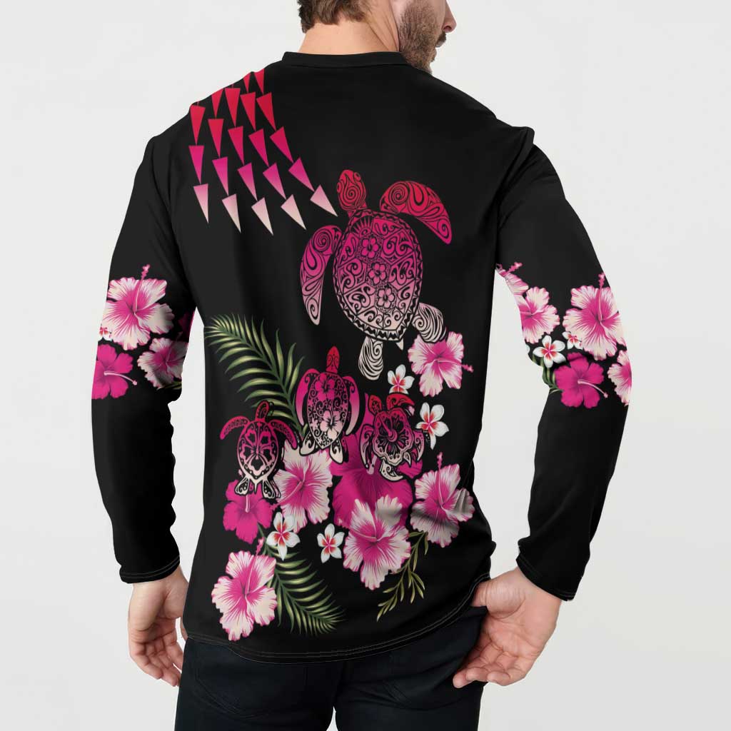 Hawaiian Hibiscus Turtle and Tropical Flower Button Sweatshirt Sweet Vibe