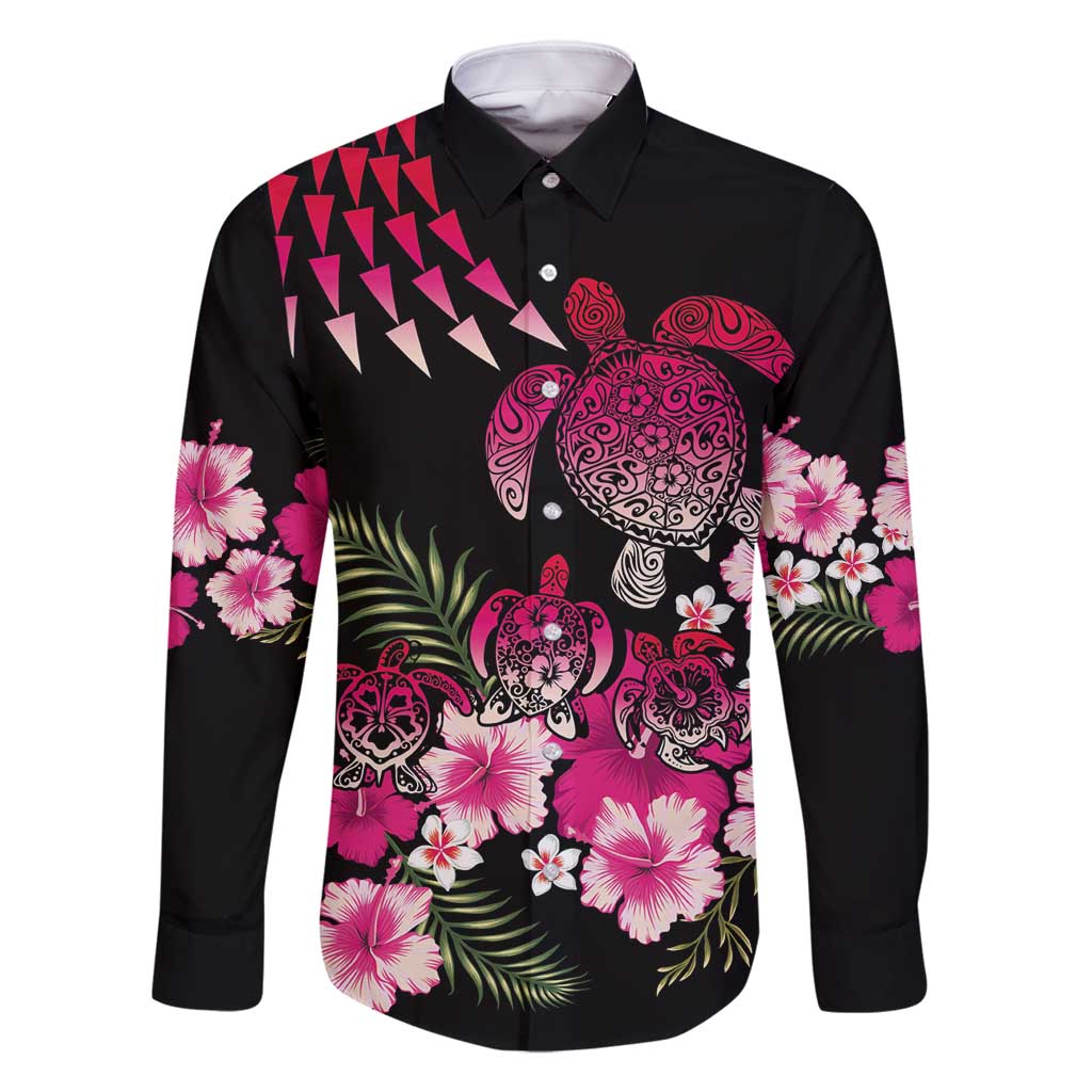 Hawaiian Hibiscus Turtle and Tropical Flower Family Matching Long Sleeve Bodycon Dress and Hawaiian Shirt Sweet Vibe