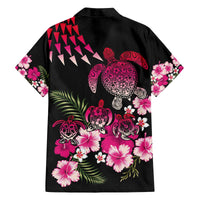 Hawaiian Hibiscus Turtle and Tropical Flower Family Matching Off The Shoulder Long Sleeve Dress and Hawaiian Shirt Sweet Vibe