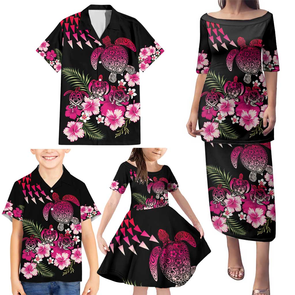 Hawaiian Hibiscus Turtle and Tropical Flower Family Matching Puletasi and Hawaiian Shirt Sweet Vibe