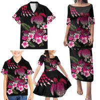 Hawaiian Hibiscus Turtle and Tropical Flower Family Matching Puletasi and Hawaiian Shirt Sweet Vibe