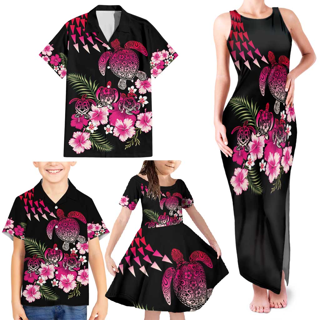 Hawaiian Hibiscus Turtle and Tropical Flower Family Matching Tank Maxi Dress and Hawaiian Shirt Sweet Vibe