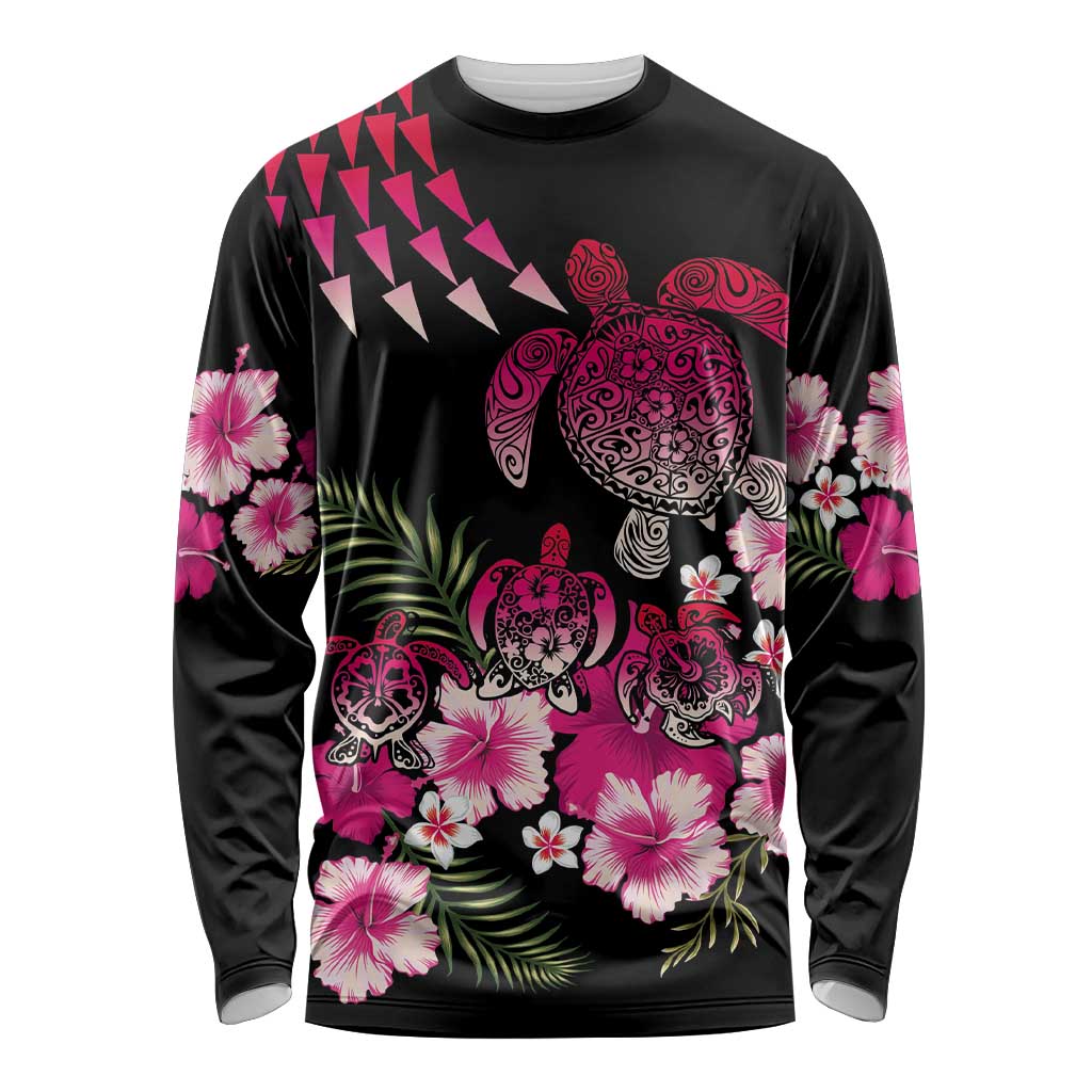 Hawaiian Hibiscus Turtle and Tropical Flower Long Sleeve Shirt Sweet Vibe