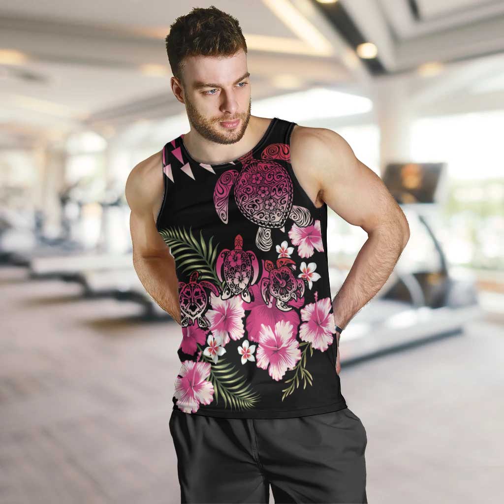 Hawaiian Hibiscus Turtle and Tropical Flower Men Tank Top Sweet Vibe
