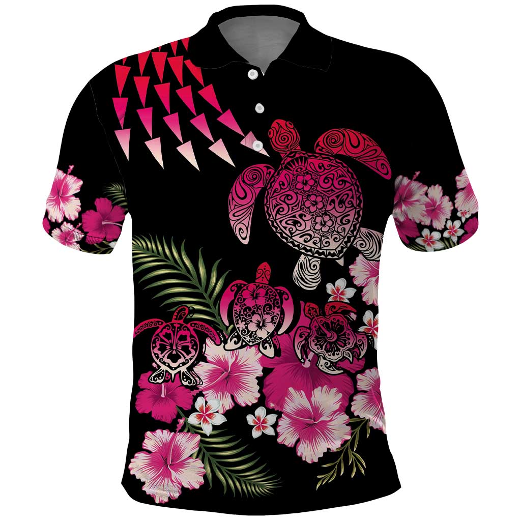 Hawaiian Hibiscus Turtle and Tropical Flower Polo Shirt Sweet Vibe