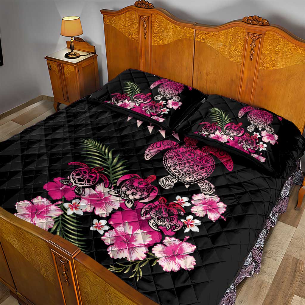 Hawaiian Hibiscus Turtle and Tropical Flower Quilt Bed Set Sweet Vibe
