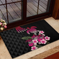 Hawaiian Hibiscus Turtle and Tropical Flower Rubber Doormat Sweet Vibe