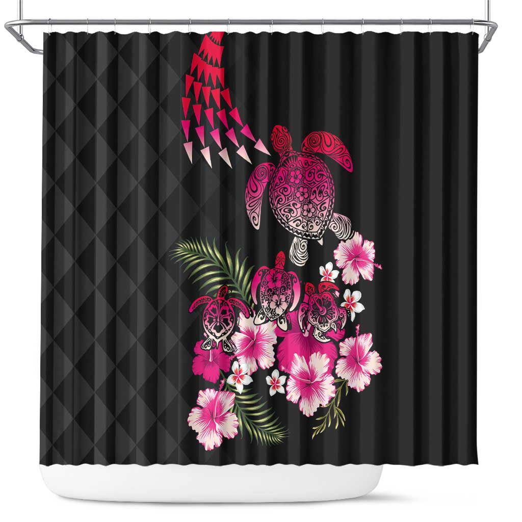 Hawaiian Hibiscus Turtle and Tropical Flower Shower Curtain Sweet Vibe