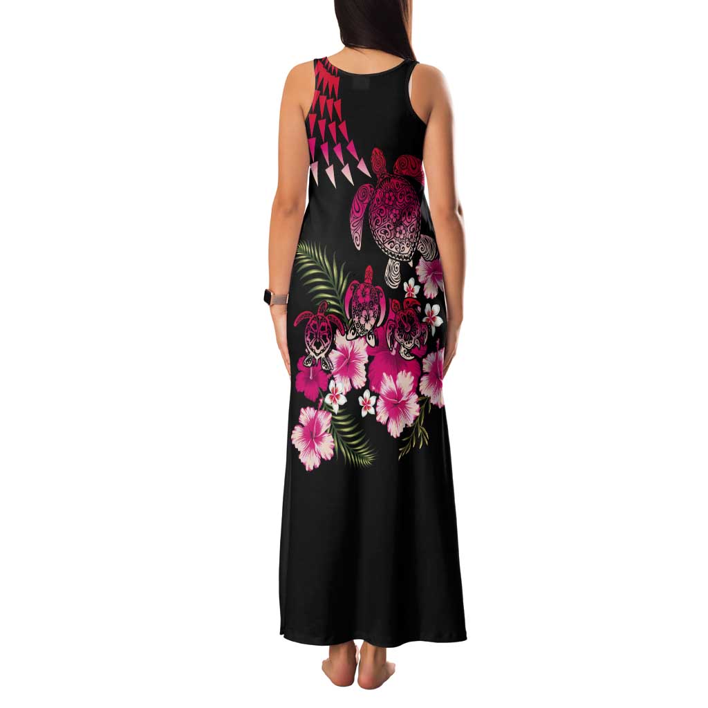 Hawaiian Hibiscus Turtle and Tropical Flower Tank Maxi Dress Sweet Vibe