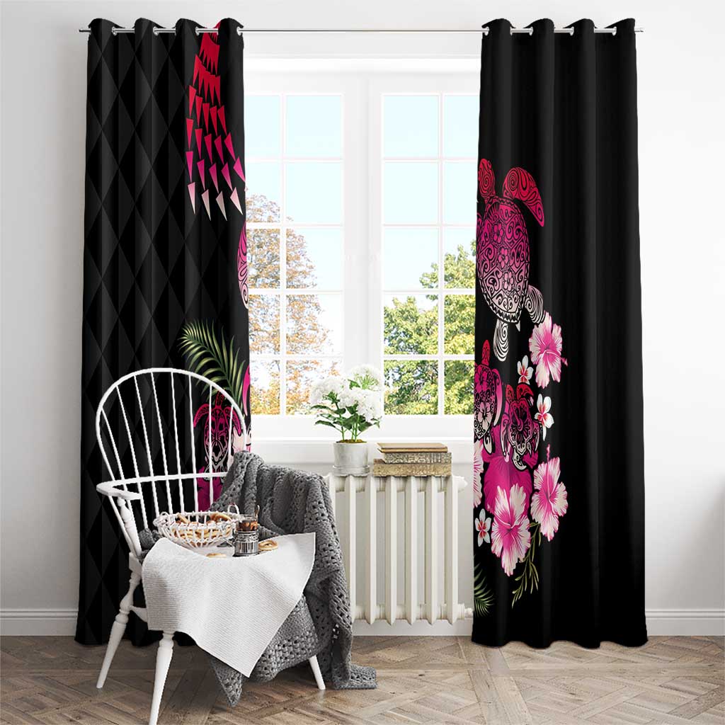 Hawaiian Hibiscus Turtle and Tropical Flower Window Curtain Sweet Vibe