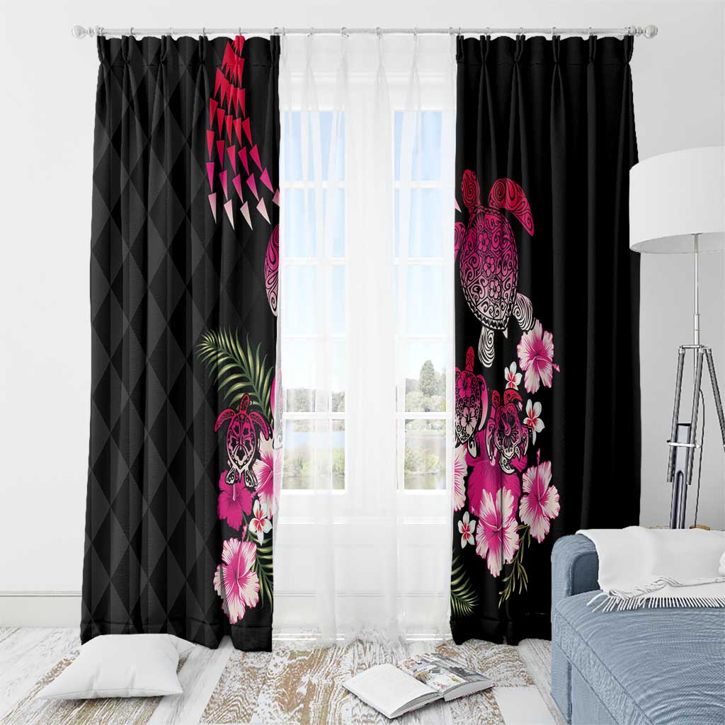 Hawaiian Hibiscus Turtle and Tropical Flower Window Curtain Sweet Vibe