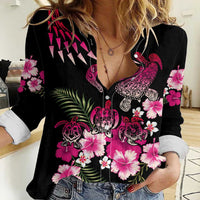 Hawaiian Hibiscus Turtle and Tropical Flower Women Casual Shirt Sweet Vibe