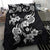 Hawaiian-Polynesian Art Tattoo Bedding Set Hibiscus and Plumeria Grayscale