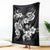 Hawaiian-Polynesian Art Tattoo Blanket Hibiscus and Plumeria Grayscale