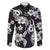 Hawaiian-Polynesian Art Tattoo Family Matching Puletasi and Hawaiian Shirt Hibiscus and Plumeria Grayscale