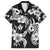 Hawaiian-Polynesian Art Tattoo Family Matching Summer Maxi Dress and Hawaiian Shirt Hibiscus and Plumeria Grayscale