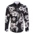 Hawaiian-Polynesian Art Tattoo Family Matching Summer Maxi Dress and Hawaiian Shirt Hibiscus and Plumeria Grayscale