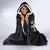 Hawaiian-Polynesian Art Tattoo Hooded Blanket Hibiscus and Plumeria Grayscale