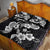 Hawaiian-Polynesian Art Tattoo Quilt Bed Set Hibiscus and Plumeria Grayscale