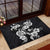 Hawaiian-Polynesian Art Tattoo Rubber Doormat Hibiscus and Plumeria Grayscale
