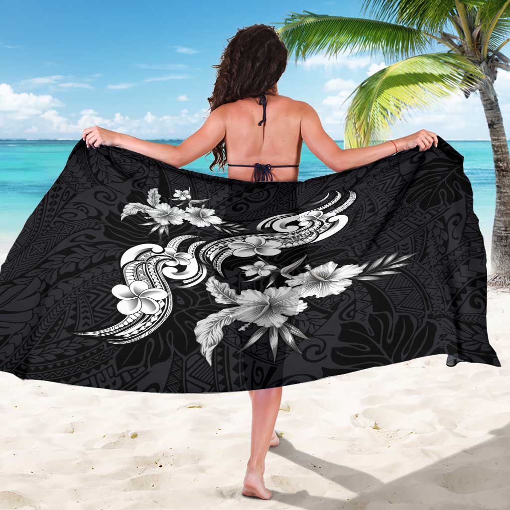 Hawaiian-Polynesian Art Tattoo Sarong Hibiscus and Plumeria Grayscale
