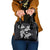 Hawaiian-Polynesian Art Tattoo Shoulder Handbag Hibiscus and Plumeria Grayscale
