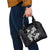 Hawaiian-Polynesian Art Tattoo Shoulder Handbag Hibiscus and Plumeria Grayscale