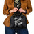 Hawaiian-Polynesian Art Tattoo Shoulder Handbag Hibiscus and Plumeria Grayscale