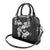 Hawaiian-Polynesian Art Tattoo Shoulder Handbag Hibiscus and Plumeria Grayscale