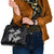 Hawaiian-Polynesian Art Tattoo Shoulder Handbag Hibiscus and Plumeria Grayscale