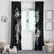 Hawaiian-Polynesian Art Tattoo Window Curtain Hibiscus and Plumeria Grayscale