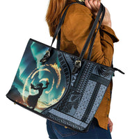 Samoan Siapo Motif and Siva Afi Dance Leather Tote Bag