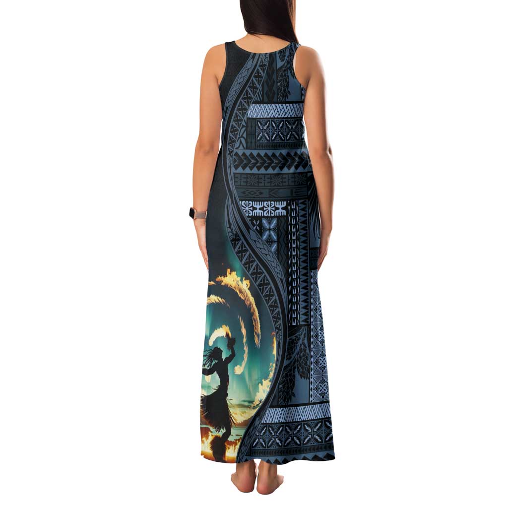 Samoan Siapo Motif and Siva Afi Dance Tank Maxi Dress