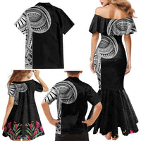 Samoan Art Tattoo Polynesian Pattern Family Matching Mermaid Dress and Hawaiian Shirt