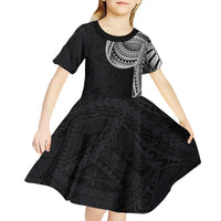 Samoan Art Tattoo Polynesian Pattern Kid Short Sleeve Dress