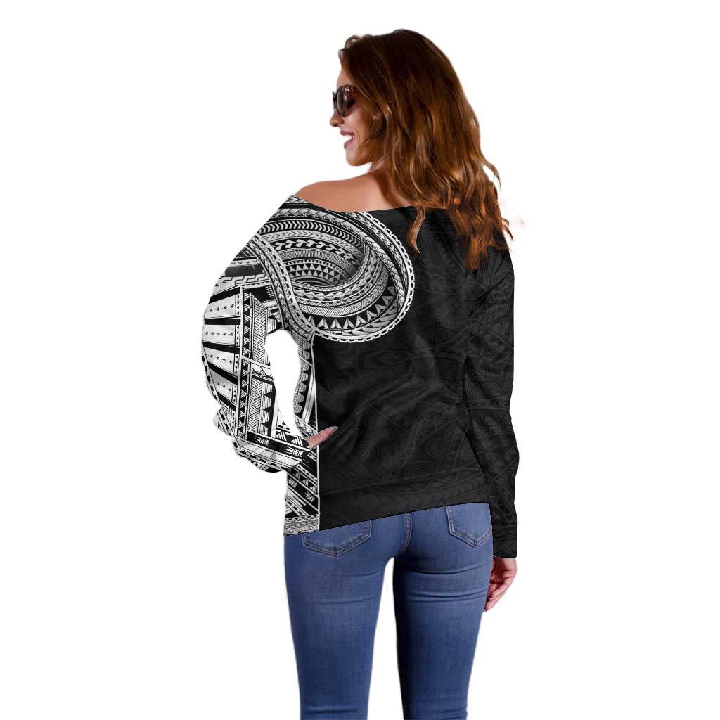 Samoan Art Tattoo Polynesian Pattern Off Shoulder Sweater