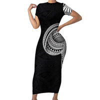 Samoan Art Tattoo Polynesian Pattern Short Sleeve Bodycon Dress LT03