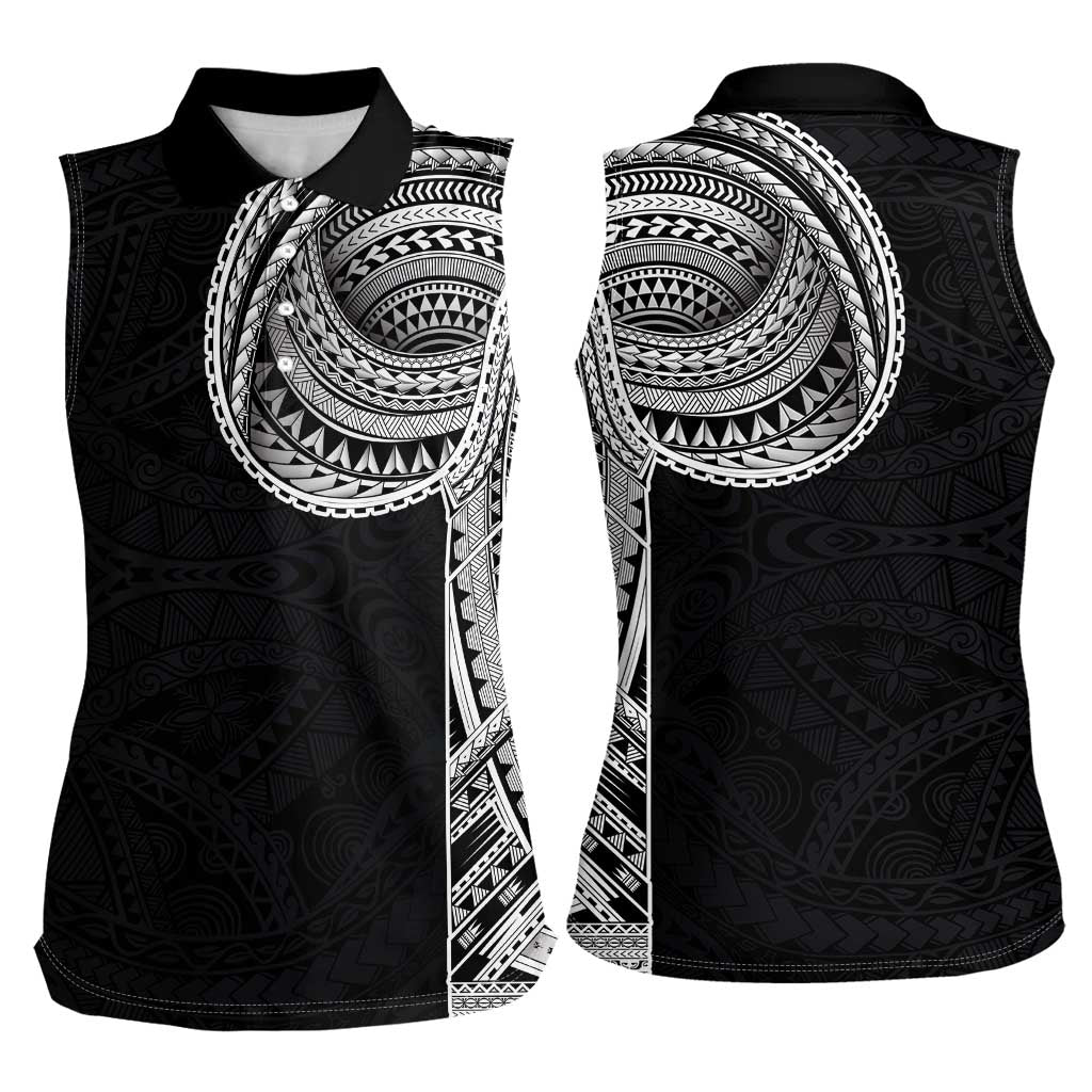 Samoan Art Tattoo Polynesian Pattern Women Sleeveless Polo Shirt