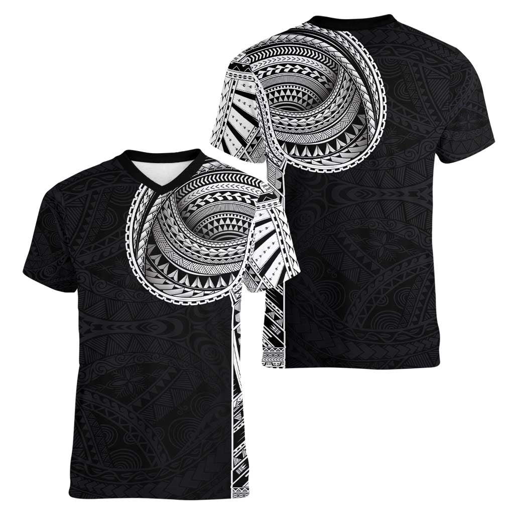 Samoan Art Tattoo Polynesian Pattern Women V-Neck T-Shirt