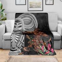 Samoan Warrior Art Tattoo Blanket Polynesian Pattern and Teuila