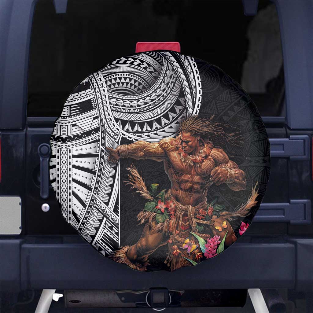 Samoan Warrior Art Tattoo Spare Tire Cover Polynesian Pattern and Teuila LT03 - Polynesian Pride