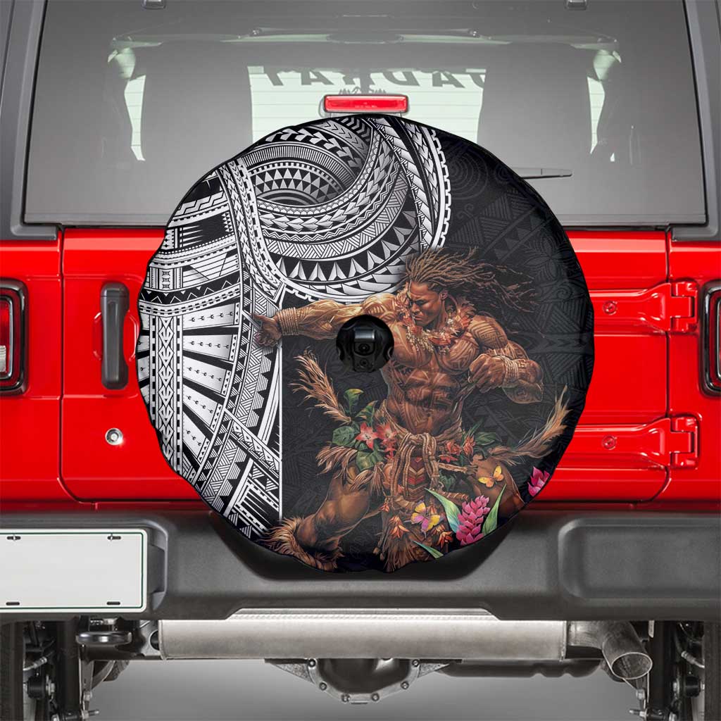 Samoan Warrior Art Tattoo Spare Tire Cover Polynesian Pattern and Teuila LT03 - Polynesian Pride