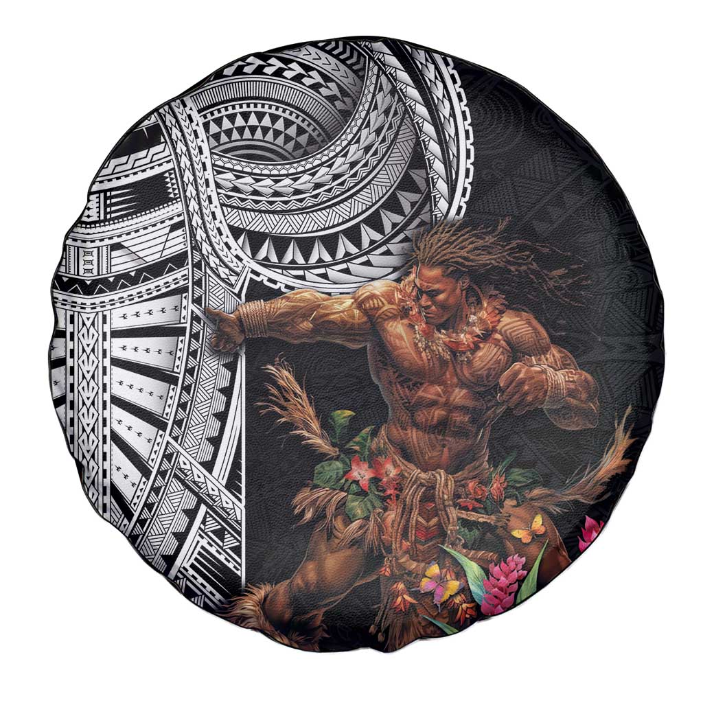 Samoan Warrior Art Tattoo Spare Tire Cover Polynesian Pattern and Teuila LT03 - Polynesian Pride