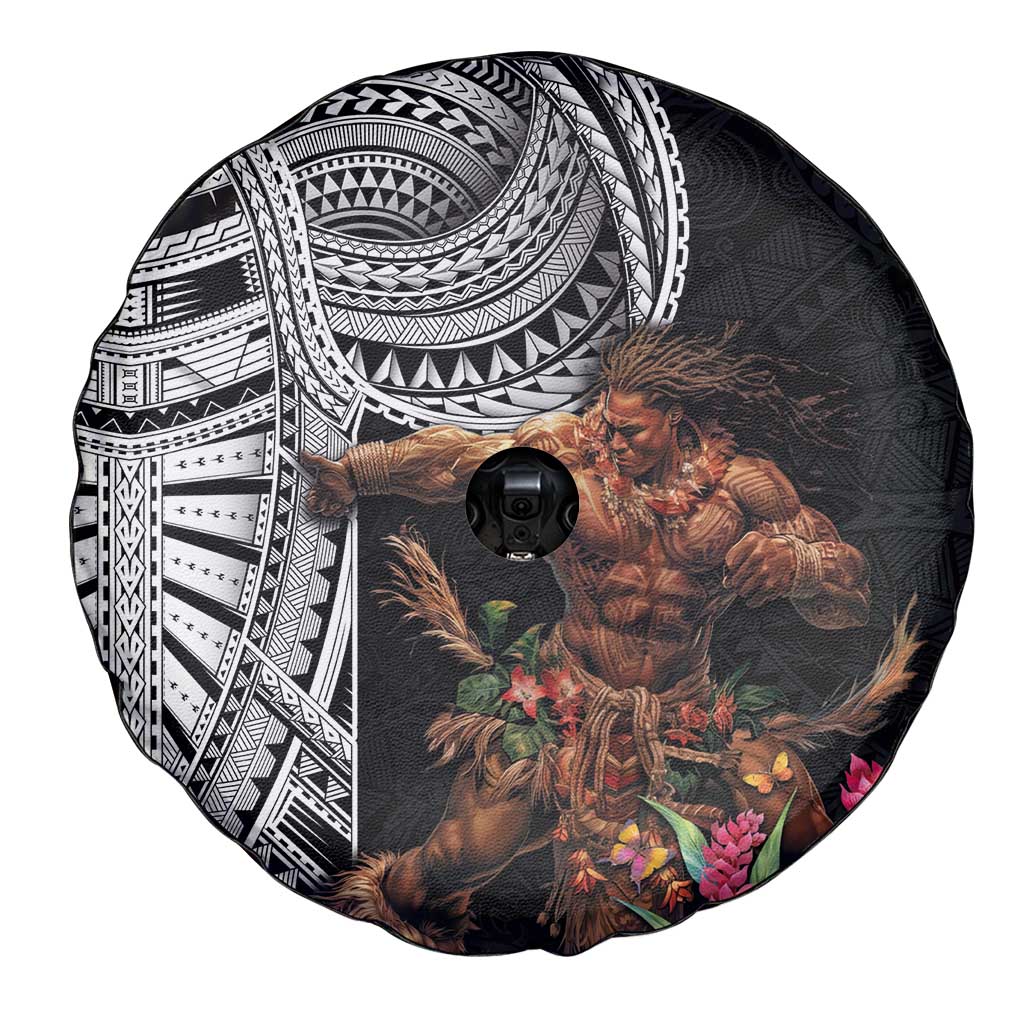 Samoan Warrior Art Tattoo Spare Tire Cover Polynesian Pattern and Teuila LT03 - Polynesian Pride