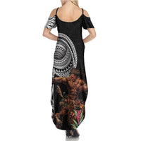 Samoan Warrior Art Tattoo Summer Maxi Dress Polynesian Pattern and Teuila LT03 - Polynesian Pride