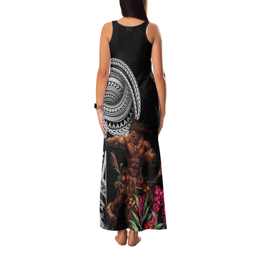 Samoan Warrior Art Tattoo Tank Maxi Dress Polynesian Pattern and Teuila LT03 - Polynesian Pride