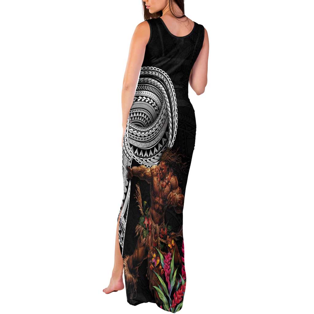 Samoan Warrior Art Tattoo Tank Maxi Dress Polynesian Pattern and Teuila LT03 - Polynesian Pride