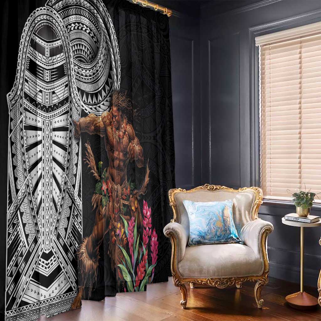 Samoan Warrior Art Tattoo Window Curtain Polynesian Pattern and Teuila